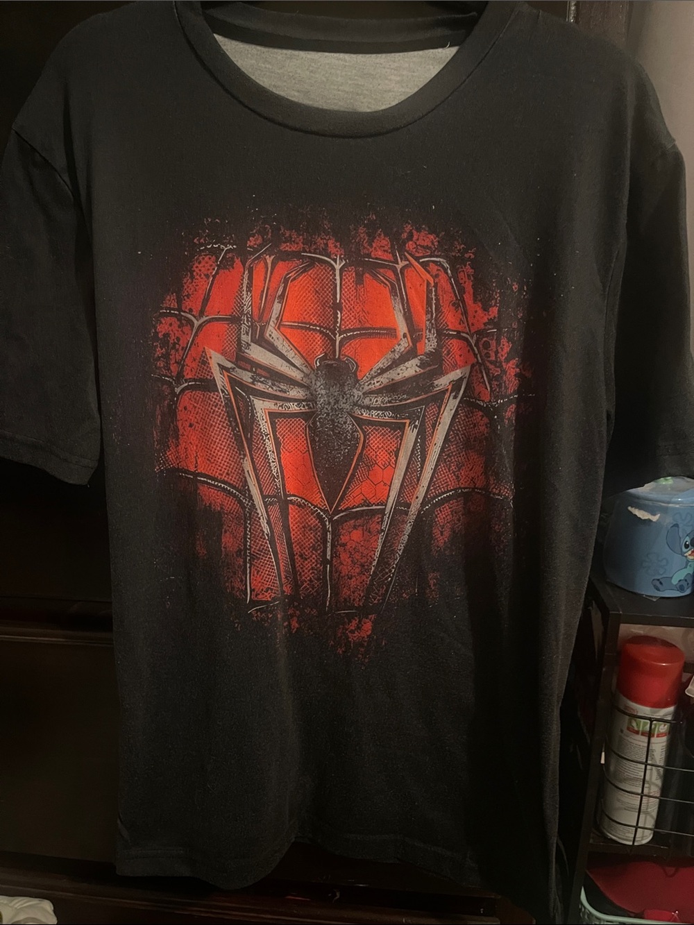 114- Black Spider Emblem Graphic Tee - Men's Black Red Spider Logo